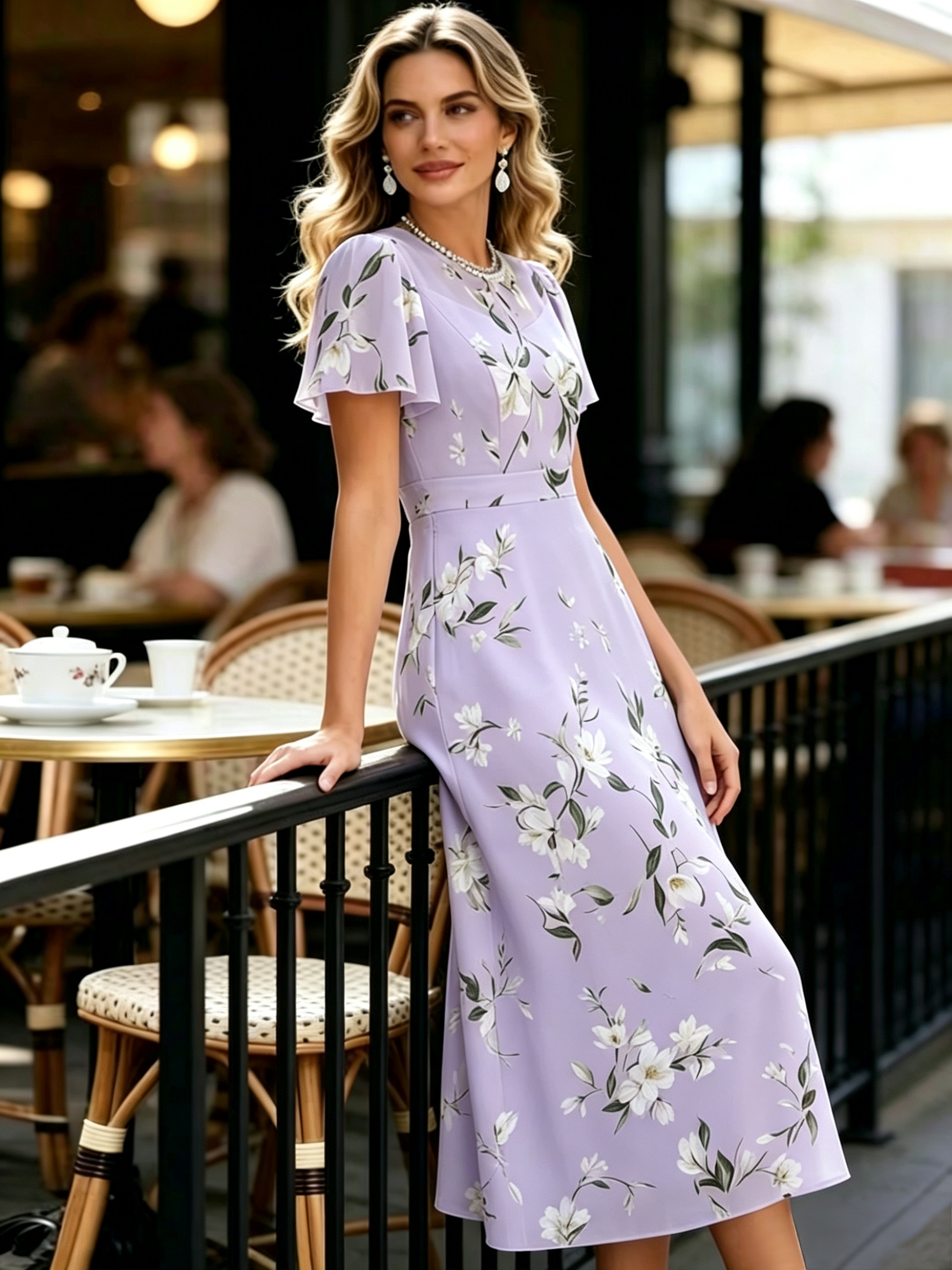 low cut dress cover up WDIRARA Women's Floral Crochet Sheer Maxi Beach Hollow Out Elastic waistband Elven Wedding Corset Night utility‑pocket black mini dress Color:black long sleeve dress+appron+hairband