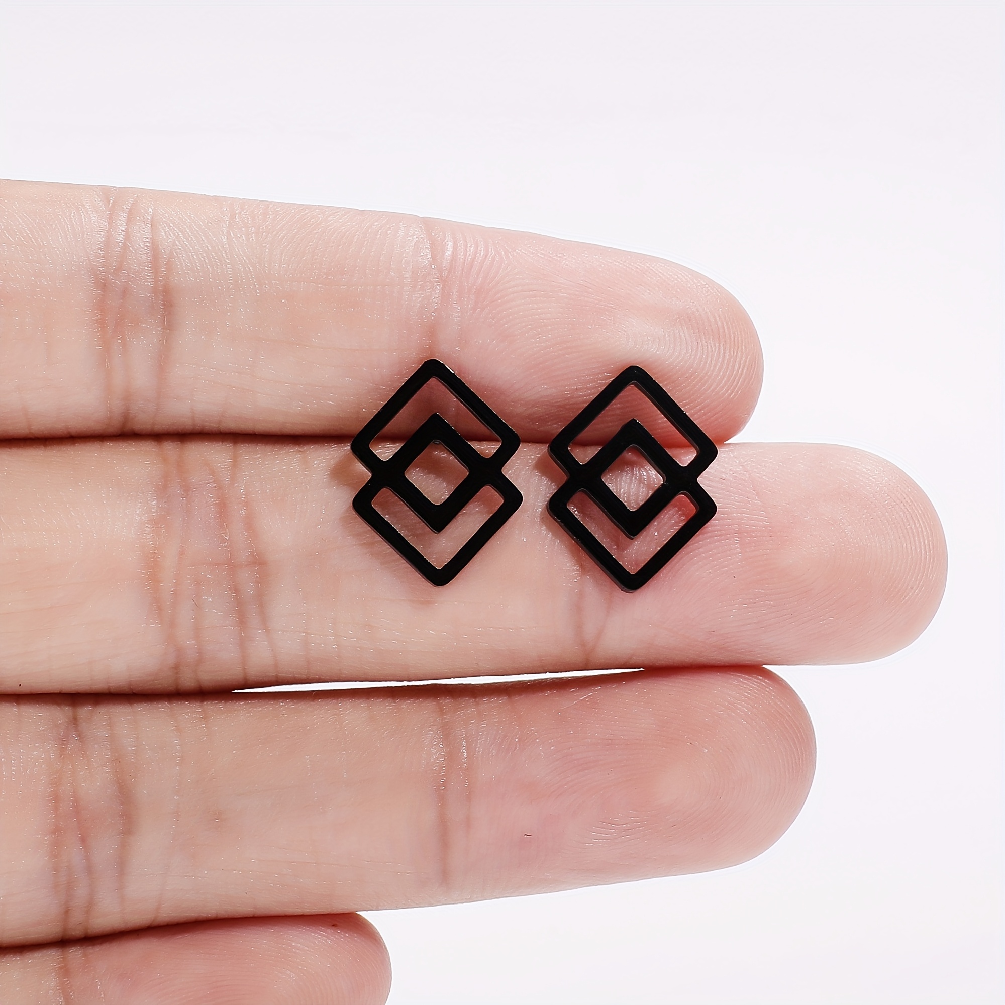 Steel Earrings Suitable For Women's Earrings, Geometric Rhombus Earrings, Hypoallergenic, 18k Golden Plated
