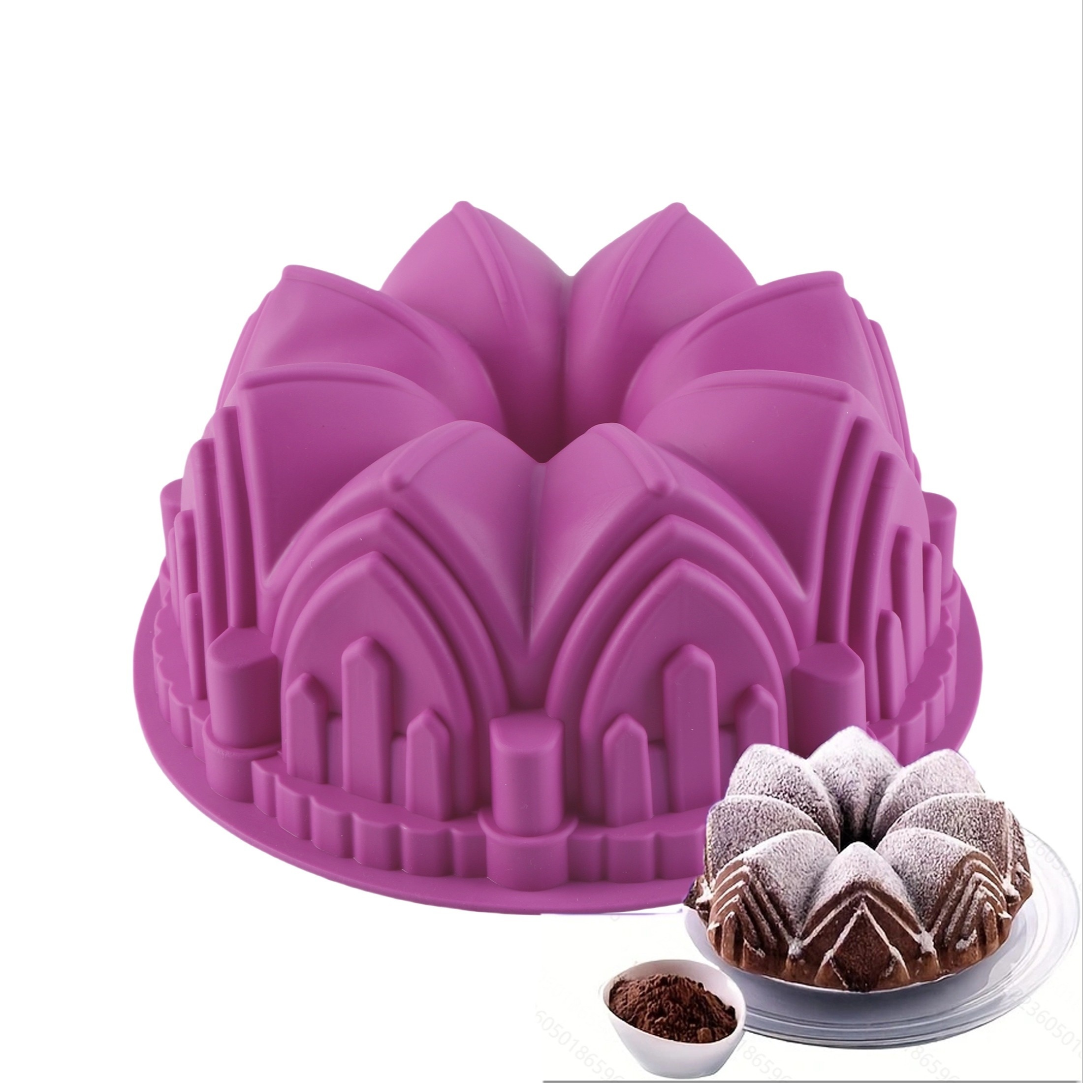 

1pc Large Castle Cake Pan 8.54''x3.35'' Silicone Cake Mold Flower Crown Shaped Bread Toast Baking Mould Diy Homemade Cake Making Bakeware