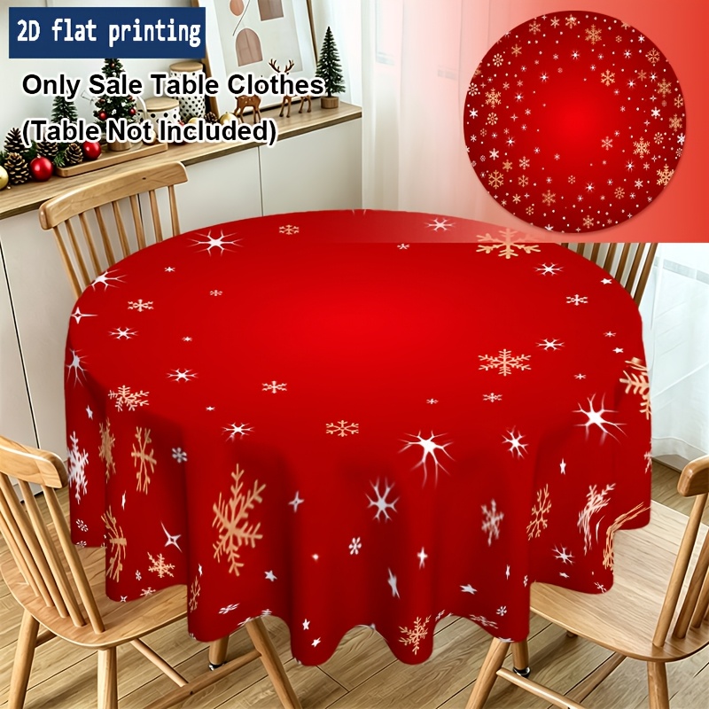 TEMU Nappe Ronde de Noël Phosphorescente à de Neige Rouges, 1 pièce, Décoration de Fête de Noël , Décorations Saisonnières, Motif , Décoration de