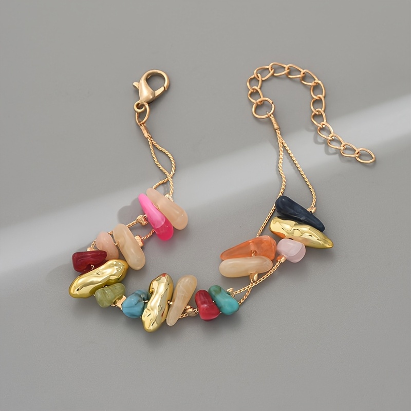 Simple Resin Stone Bracelet For Women, Random Resin Color