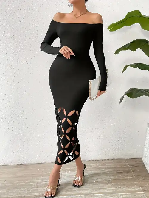 chic off-shoulder striped mini dress - bodycon knit with long sleeves for women, spring & fall | High-quality & Affordable | Temu chic off-shoulder striped mini dress - bodycon knit with long sleeves for women, spring & fall | High-quality & Affordable | Temu