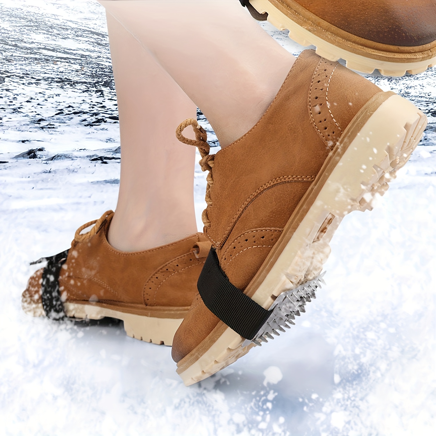 8pcs of     adjustable   traction stainless steel belt shackle suitable for driving walking and winter anti skid solutions outdoor traction assist anti rust material   grip traction enhancer driving Product details 1