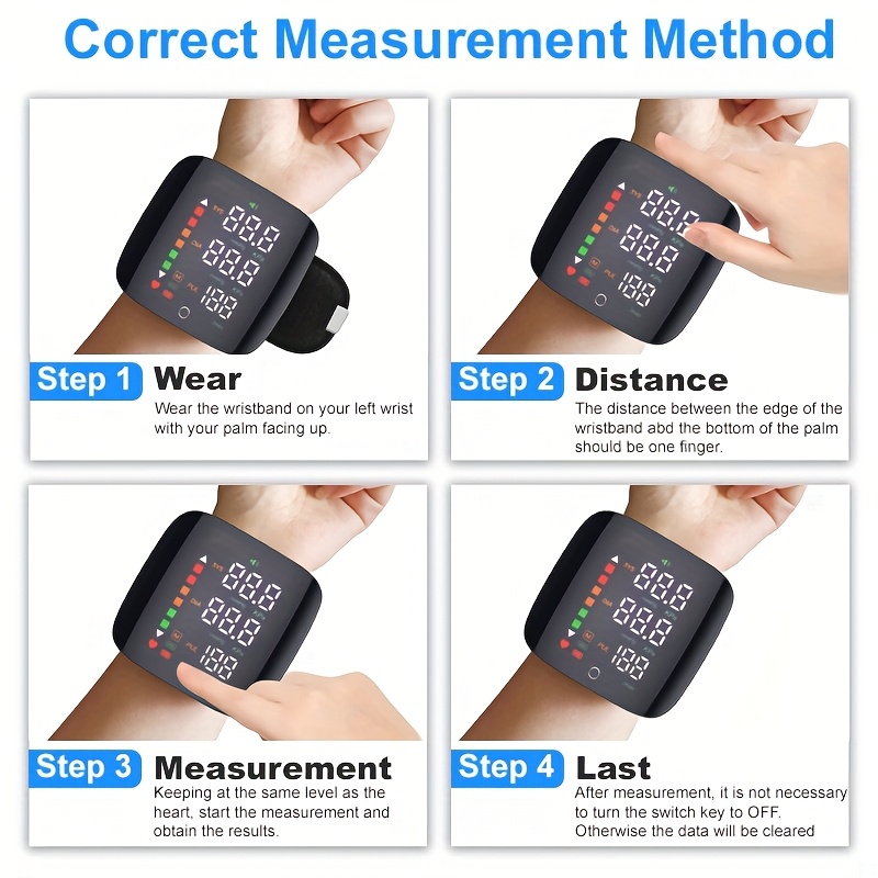 Wrist Electronic Blood Pressure Monitor with LCD Display, Memory, Charging, and Language Playback, Multiple Models Available