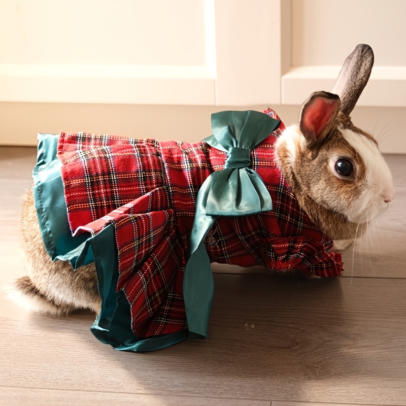 

Christmas Pet Dress For Dogs, Red & Green, Cute Bowknot Princess Dress, Party Outfit, Polyester, Pullover, For Medium & Small Breeds