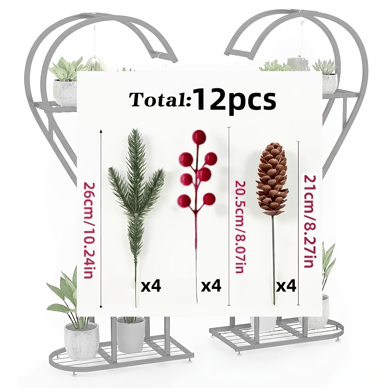 TEMU New Christmas Product 12pcs Diy Pine Branch & Pine Cone & Holiday Ornaments | Realistic Plastic Tree Branch Christmas Tree Decor | Suitable For