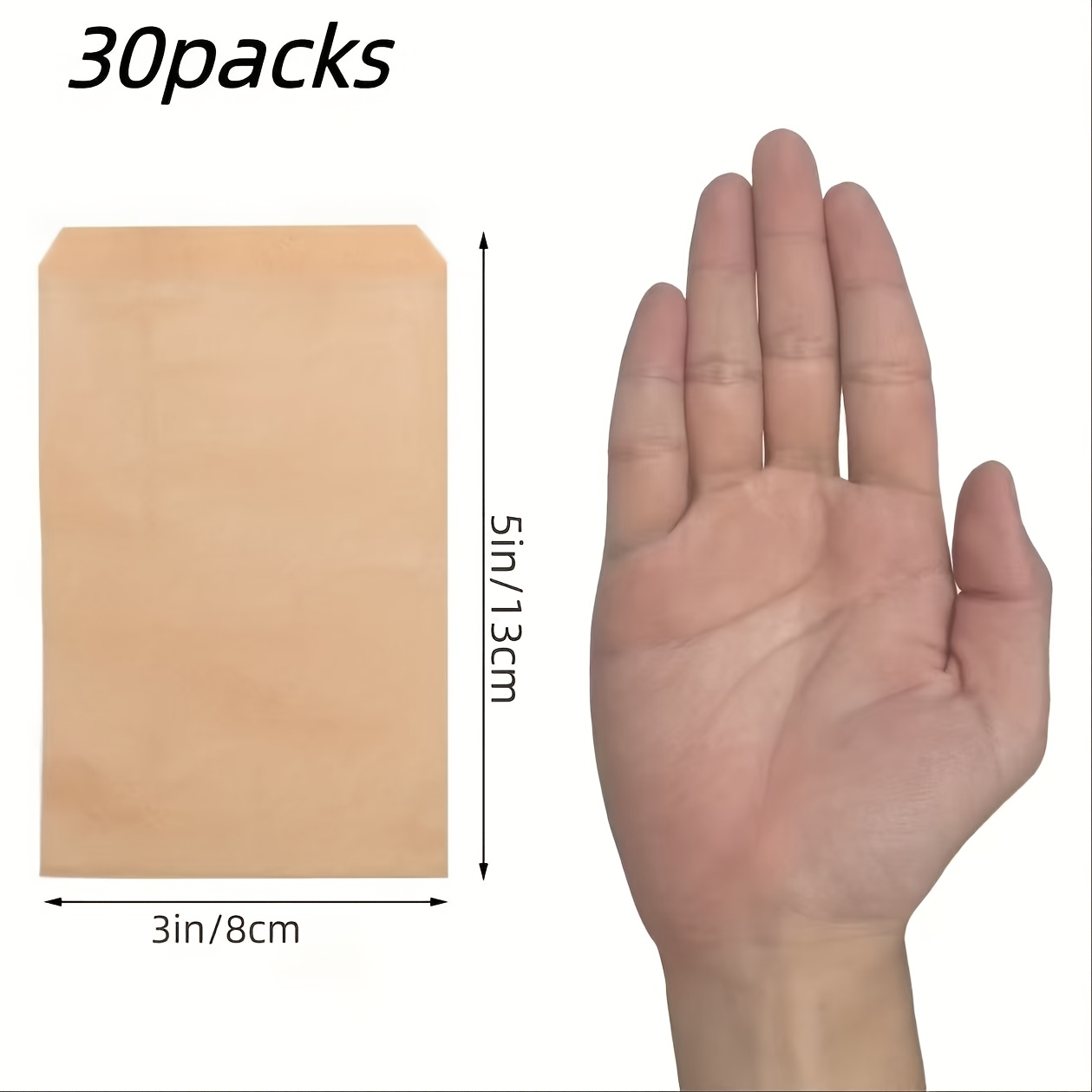 Image of 30pcs Brown Snack Bags (3x5/4x6/5x7/6x8 Inches) Envelope Bags, Small Flat Party Gift Bags, Suitable For Bakeries, Snacks, Sandwiches, Popcorn