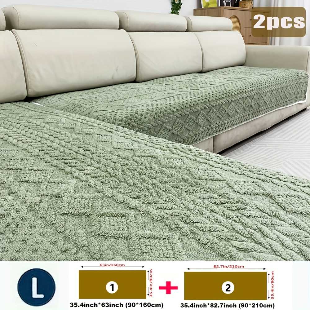 E-shop 2-teiliges L-förmiges Set aus Bosimiya Luxuriösem Plüsch, weicher, dicker bequemer Winter-Sofabezug, geeignet für 3-4-Personen-Sofas, kratzfest,