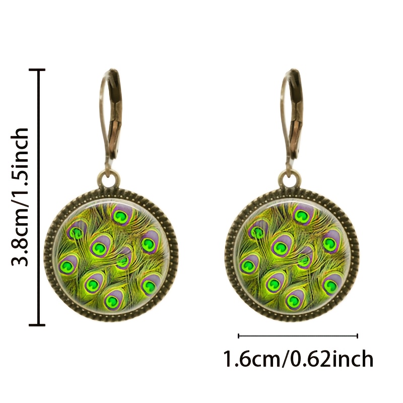 2pcs Teal Classic Pendant Earrings Set