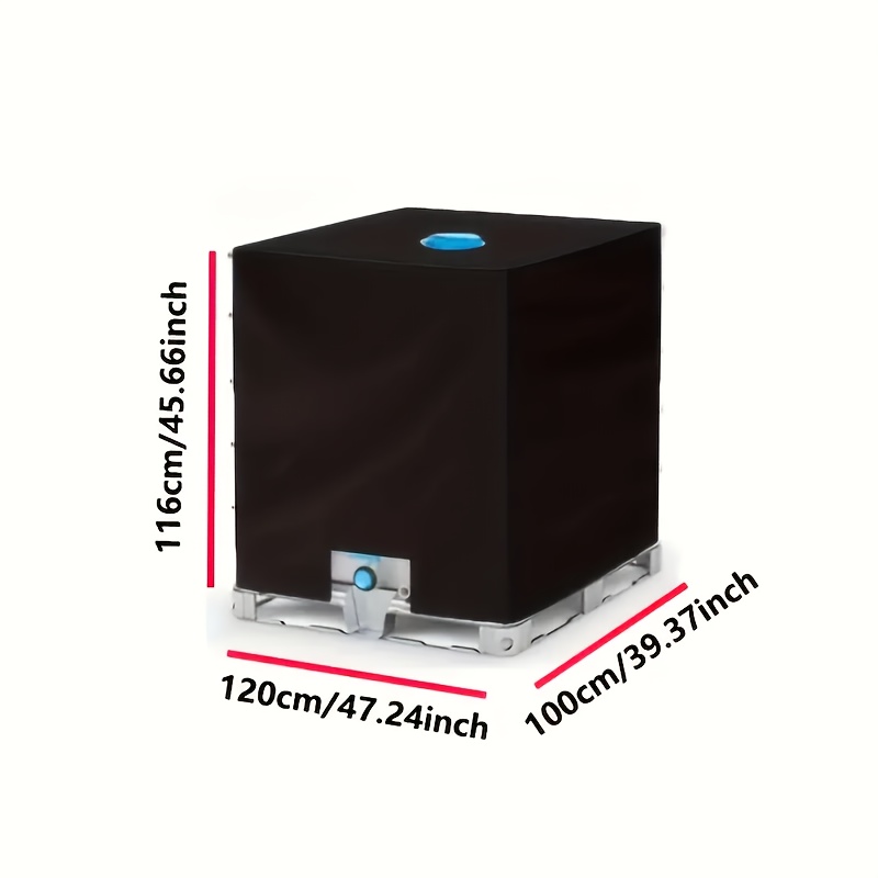 Image of Suitable For 1000l Outdoor Water Tank Cover, Black, Outdoor Water Tank Protective Of Oxford Fabric, Resistant To Sun, Wind, Sand, And Falling Leaves