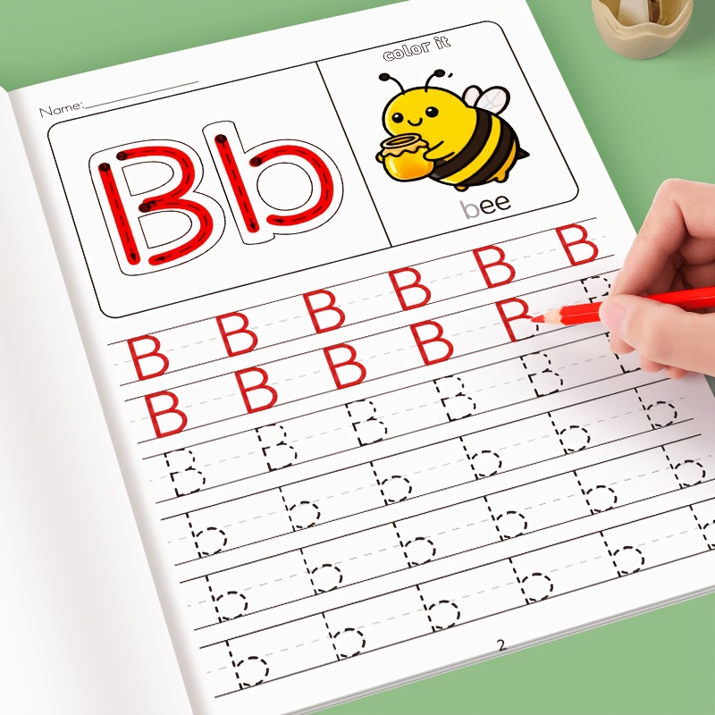 32 Pages 26pcs Letters And Lowercase English A-z, Tracing Writing Copybook, Practice Workbook, Kids Coloring, Learning Writing Exercise Book, Pen Control Training Writing Aid