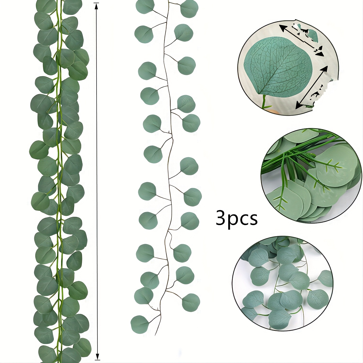 3pcs Green Eucalyptus Garland, Artificial Eucalyptus Leaf Table Runner Green Vine Grape Garland, Wedding Party Table Fireplace Bedroom Wall Decoration, Spring Summer Home Decor