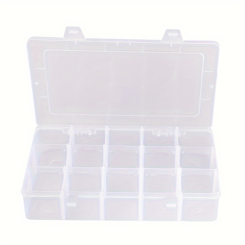 

1pc Plastic Storage Box With Adjustable Dividers, Clear Organizer Container For Fishing Tackle, Beads, Snacks, Multipurpose Transparent Sorting Box With 15 Compartments