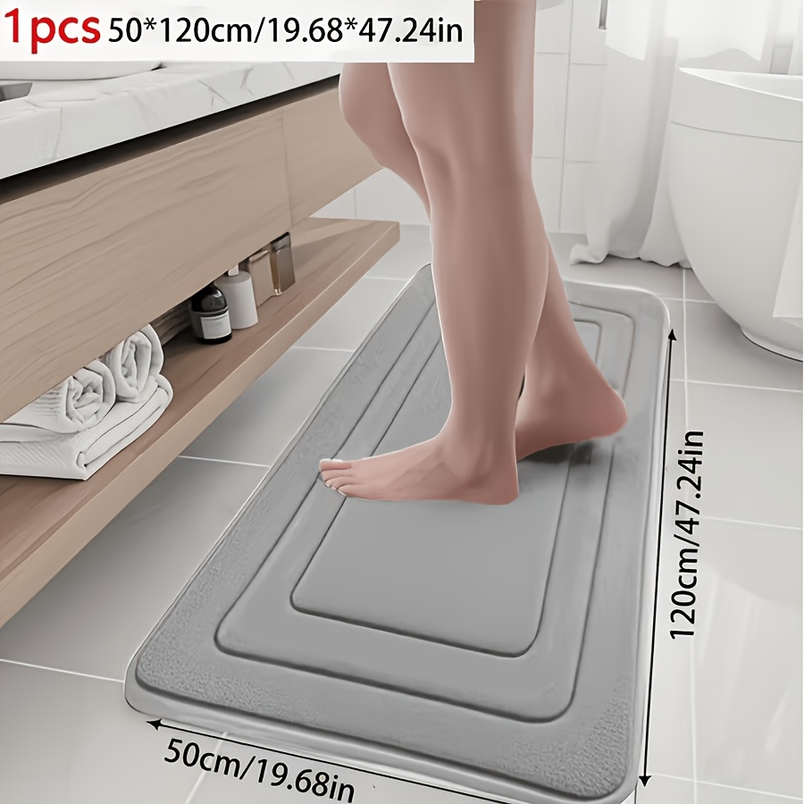 TEMU Tapis de bain à séchage rapide - Antidérapant, lavable en machine, doux et confortable, design géométrique, en polyester, parfait pour de bains,