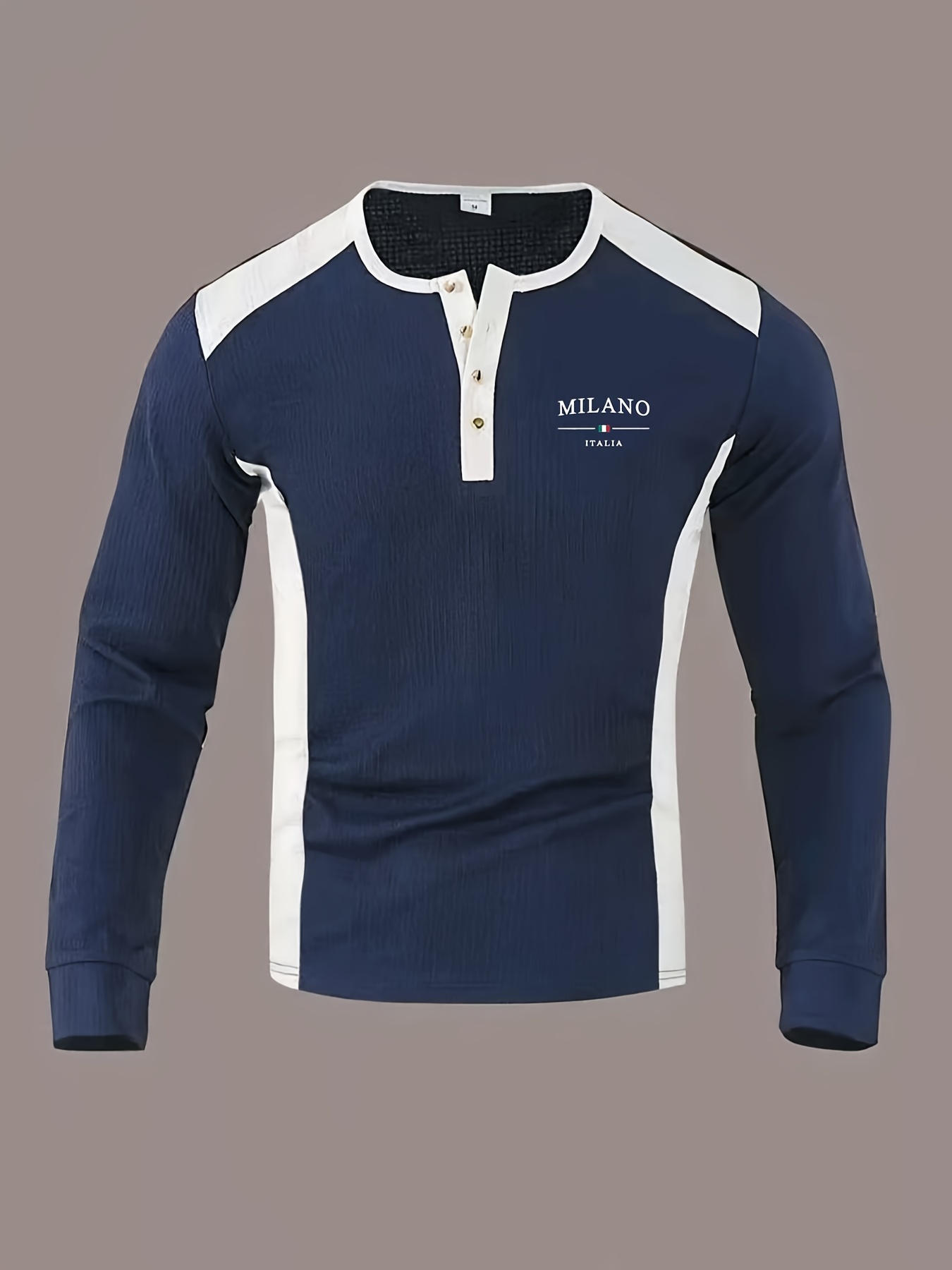 Heren Herfst Wafel Gebreide Lange Mouw Polo Trui | Modieus Kleurblok Design, Metalen Textuur Knopen, V-hals, Geschikt voor Fitness en Casual Kleding