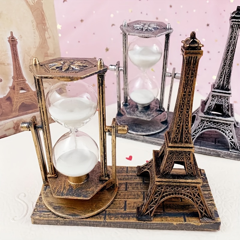 

Vintage Eiffel Tower Hourglass Timer - Decorative Collectible Figurine, Plastic, Suitable For Various Room Types, Indoor & Outdoor Use, No Electricity Needed