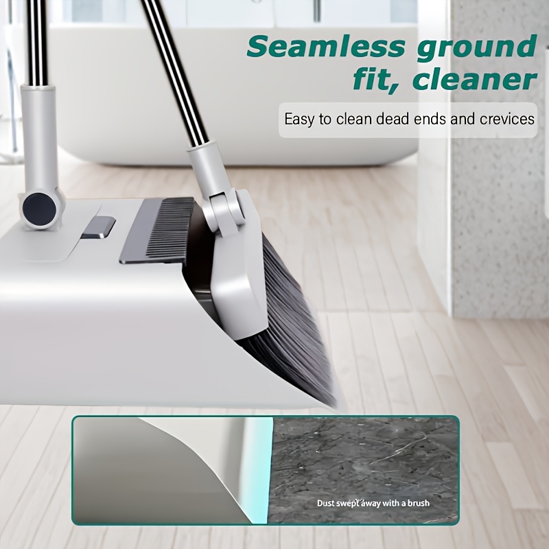 3-in-1 collapsible swivel broom and dustpan set, heavy-duty household sweeper with non-adhesive soft bristles, thick dustpan for pet hair, living room, bedroom, outdoor, bathroom, toilet -   broom details 1