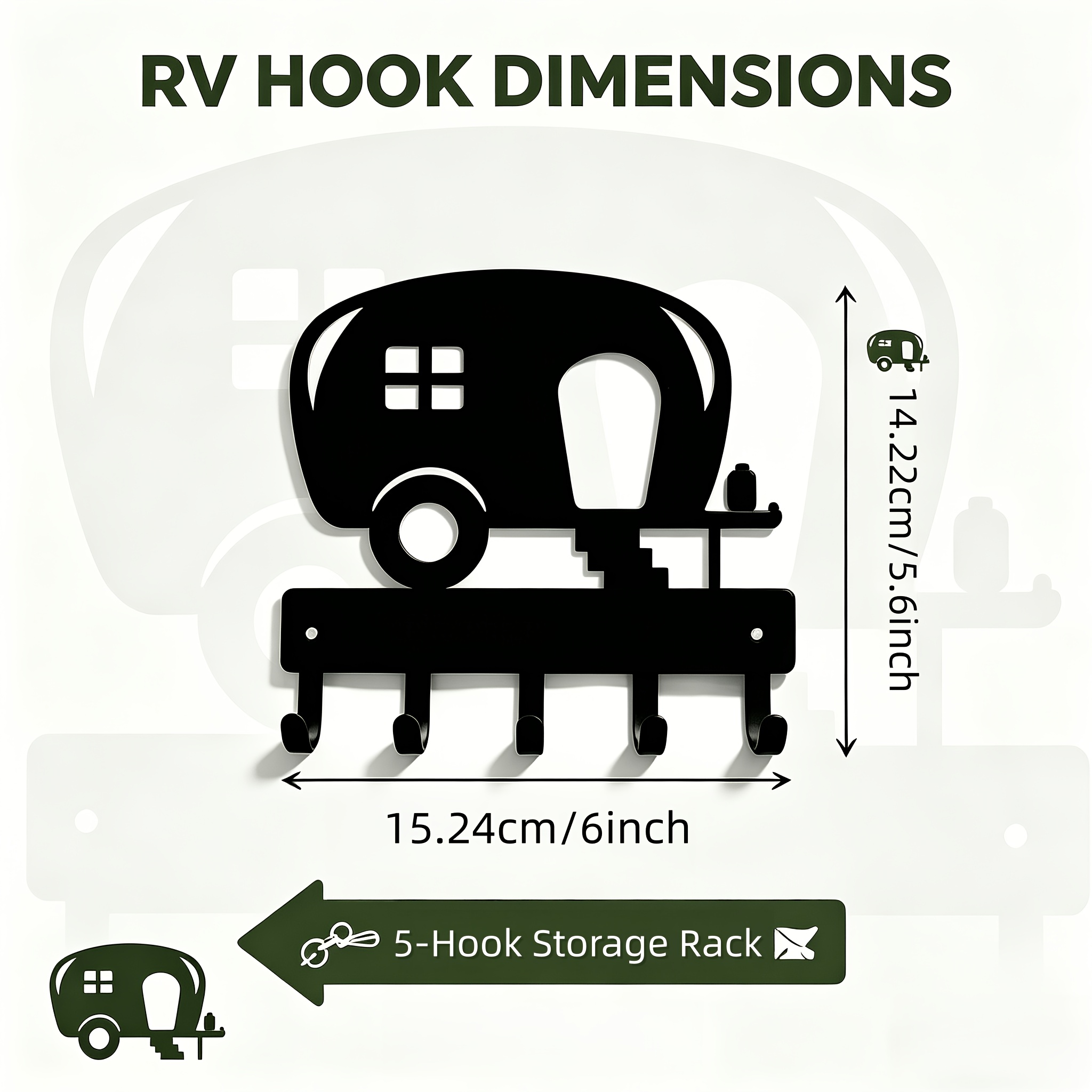 TEMU Rv-inspired Wall Hooks – 5-hook Storage Rack For Camp Gear, Keys & Bags (durable Iron)