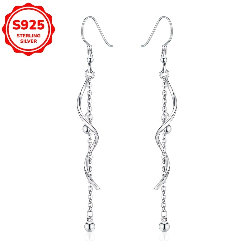 

Boucles d'Oreilles Élégantes en Argent Sterling 925 avec Longue Frange Ondulée pour Femmes - Parfaites pour & Cadeaux