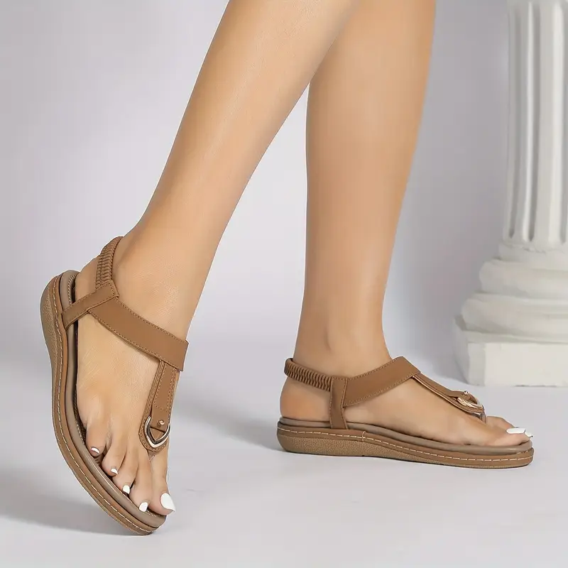 chic womens flat sandals minimalist t strap design comfortable slip on with cover upper Product details 0