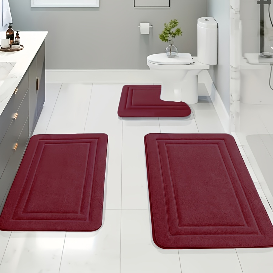 3pcs soft bath mat set non slip quick dry machine washable polyester 100 handmade knit weave square shape fade resistant bathroom rug for bedroom bathroom room decor Product details 8