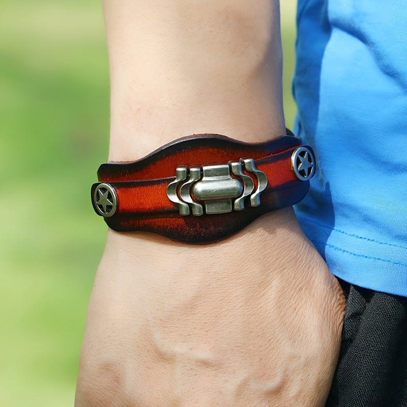 Retro Hand Jewelry Minimalist PU Bracelet for Men