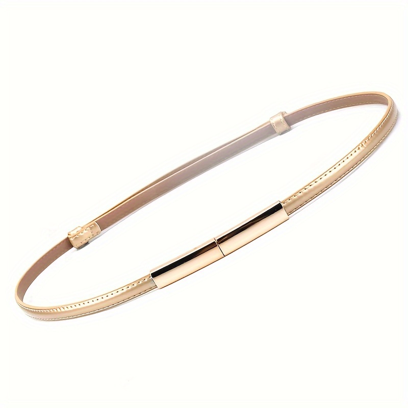 E-shop Modischer dünner Luxus Damen Gürtel, modische Lackierung, echtes Leder, goldene Metallschnalle für Kleid, Jeans, dekorative Damen Taillenbänder