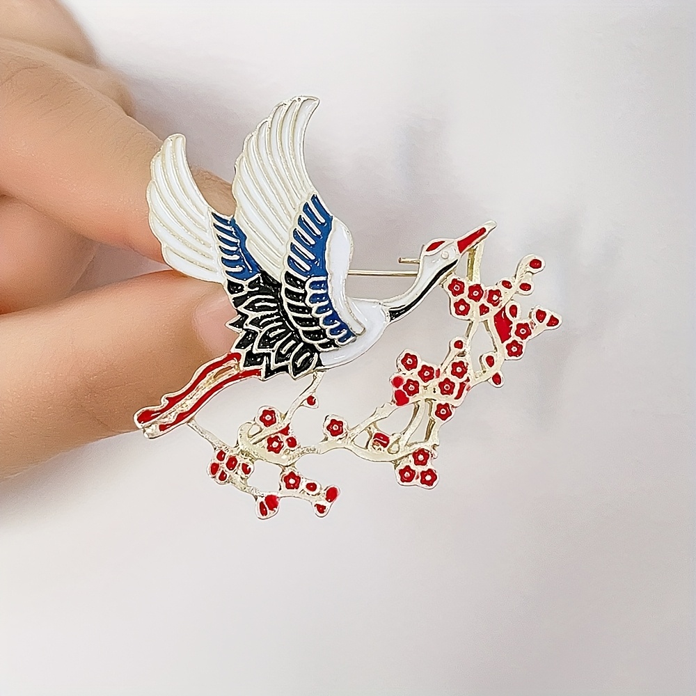 E-shop Neuer Retro Premium Fliegender Kranich Chinesischer Stil Tropfendes Öl Pflaumenblüte High-End Cheongsam Damen Accessoire Brosche