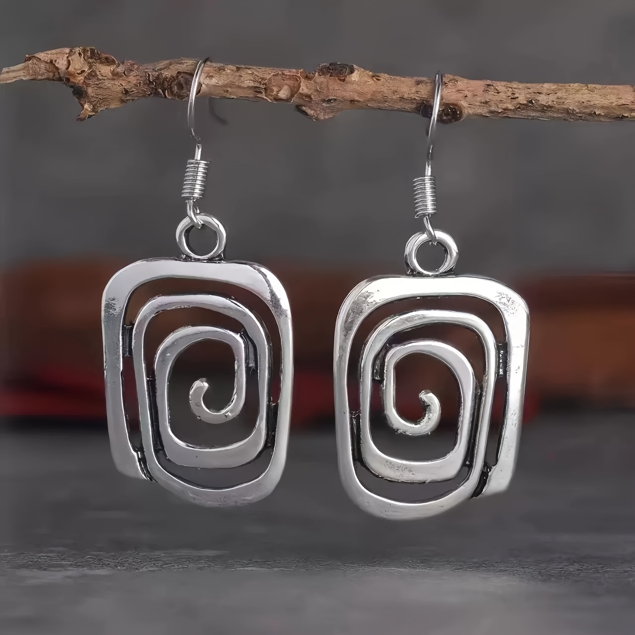 TEMU 1 Paire de Boucles Pendantes Vortex Style Bohème Rétro Élégant - Parfait pour les Fêtes et les Occasions Spéciales