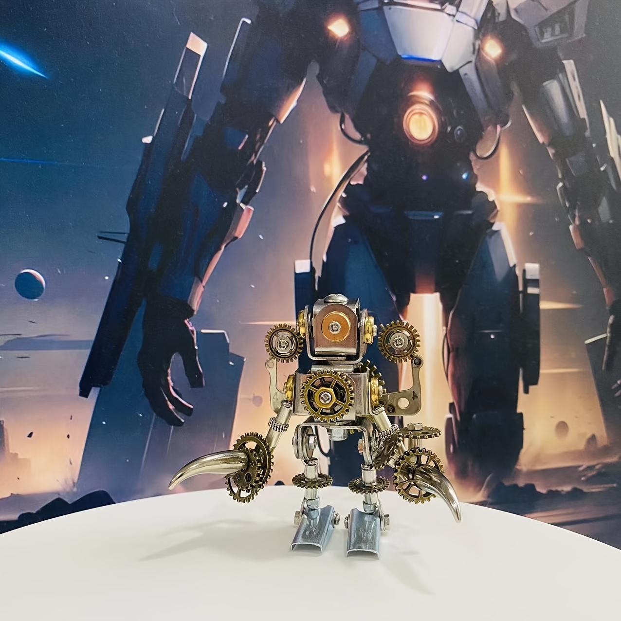スチームパンク ル ロボット フィギュリン 手作りの金属製卓上像