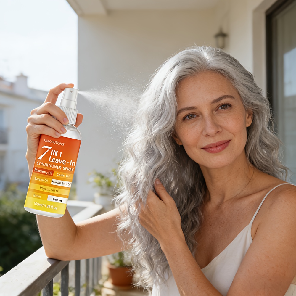 7-in-1 Hair - More Versatile Than Conditioner! Multi-effect Spray, Lasting Hold, Floral Scent, , , Tackles Frizz, , And Flatness, Shiny Hair!