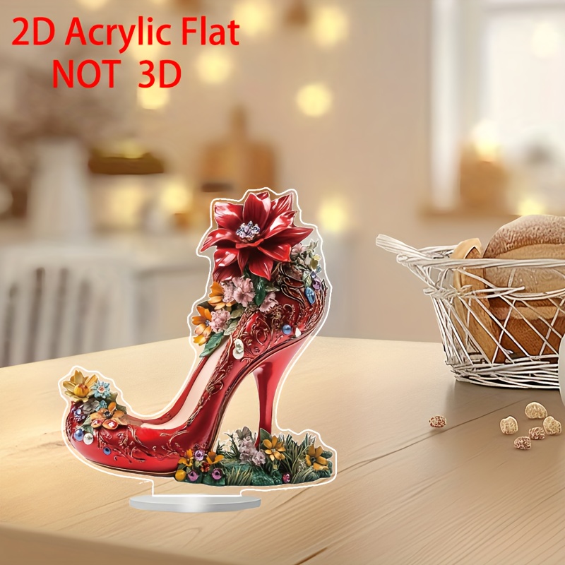 

Contemporary Acrylic High Heels Decoration, Multifunctional 2d, Tabletop, Non-electric, With Desktop And Window Display, For Home, Party, Holiday Decoration And As Gift Idea