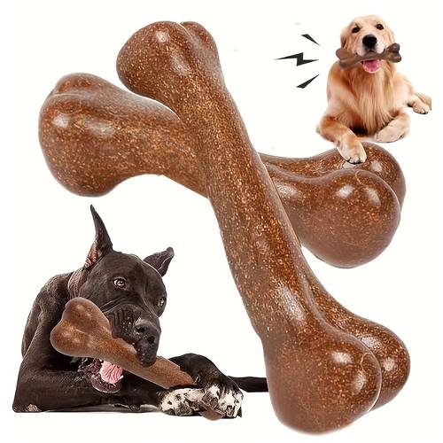 2pcs indestructible puppy chew beef flavor for dental chewers heavy duty polypropylene dog chew toy in bone shape for large medium small dogs bully breeds durable puppy teething wear resistant and bite proof