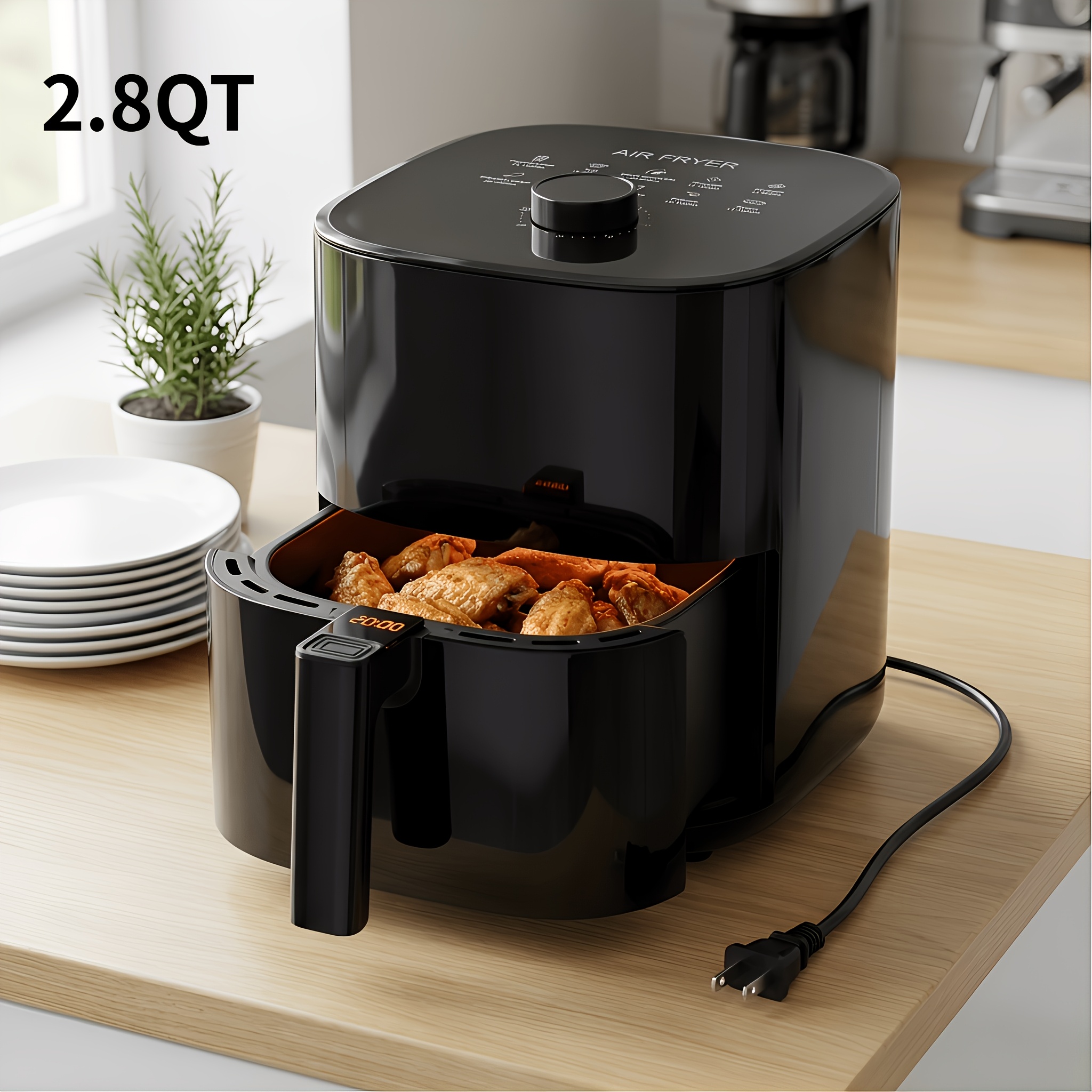 TEMU 2.8/6qt Air Fryer - Electric Hot Air Oven With Led Touchscreen, Fry Basket, And 1350-watt Power. This Large-capacity Air Fryer Features 360° Hot