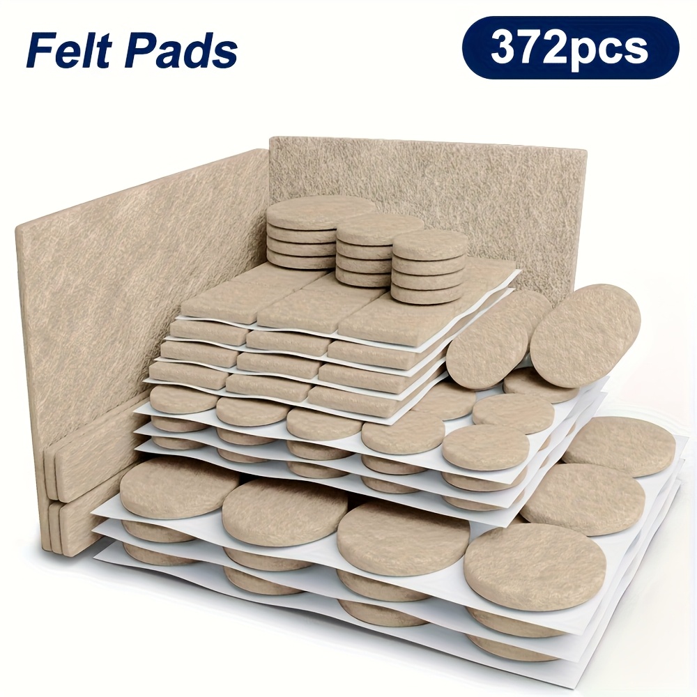 Image of 372pcs Premium Huge Pack Felt Furniture Pads Of Furniture Sliders With Many Big Sizes Floor Protectors. Protect Your Hardwood & Laminate Floor Brown And Beige
