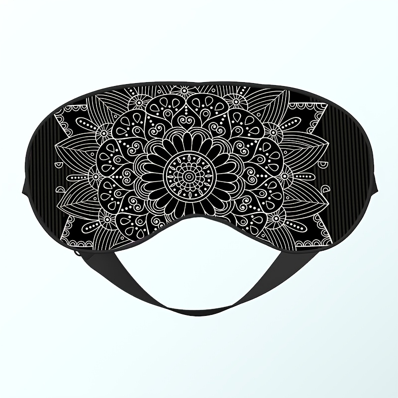 TEMU 1pc, Totem Decor Pattern Printed Adjustable Eye Mask Fashionable Pattern Style Adjustable Soft Strap Portable And Practical For Commute Weekend