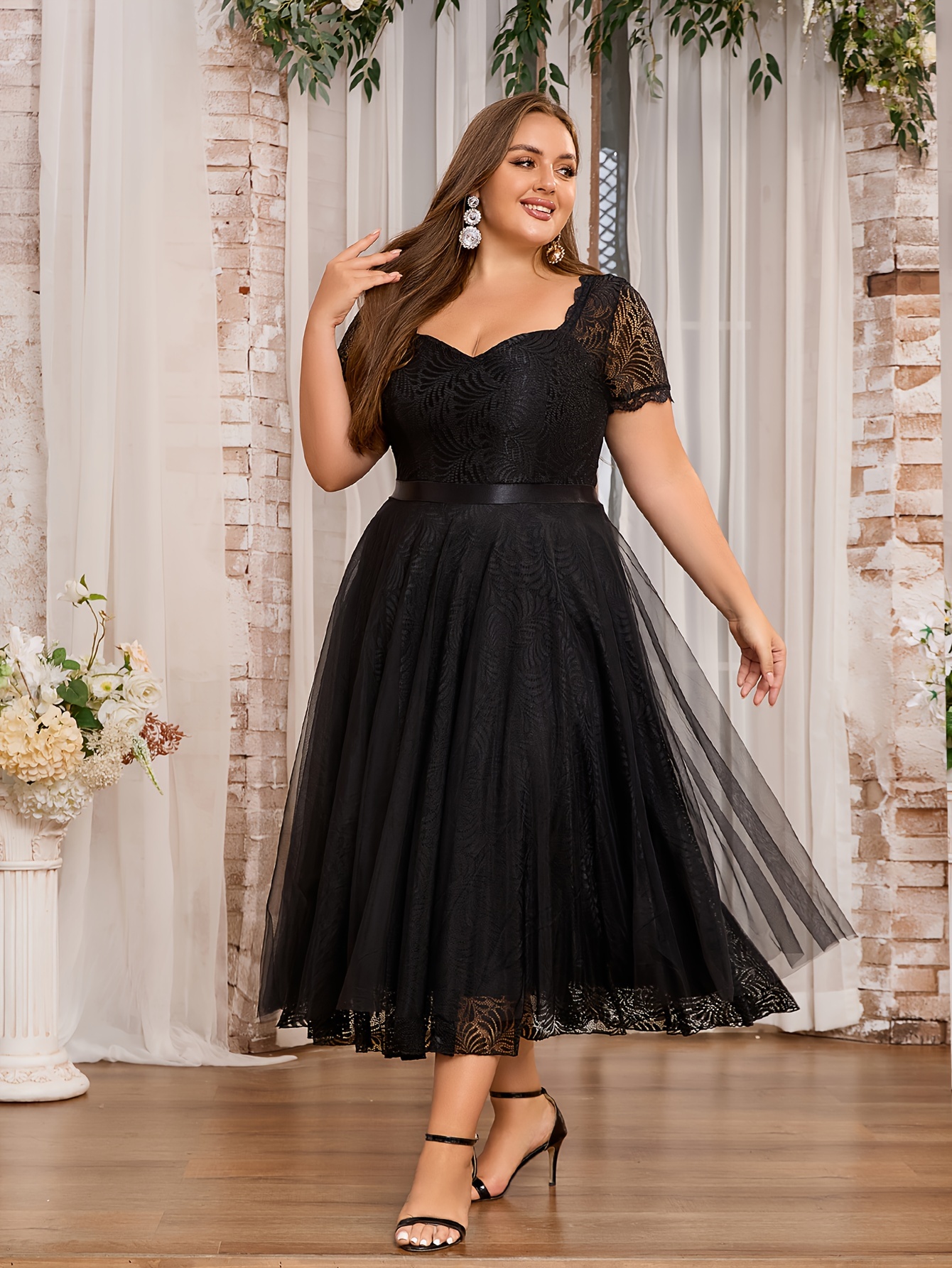 plus size plus size womens lace trim bridesmaid dress - Temu United Arab  Emirates