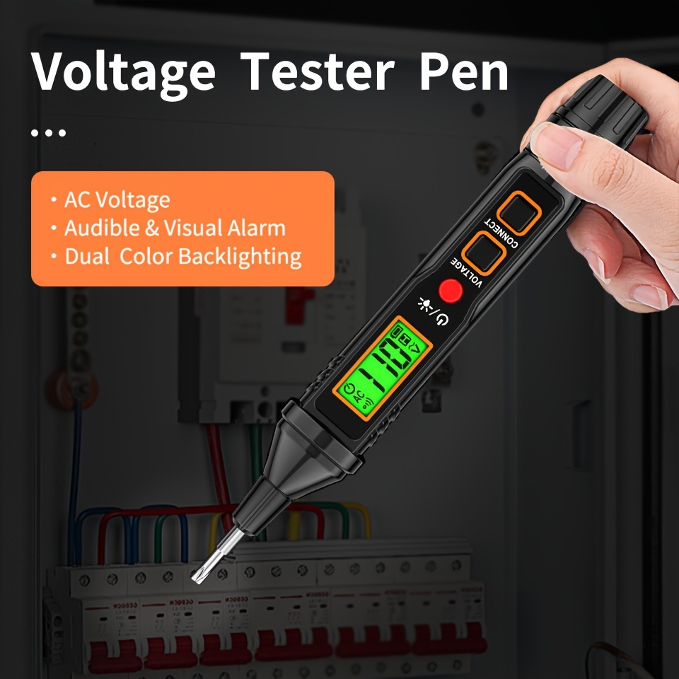 

Aicevoos High-precision Voltage Tester Pen - Ac 12- Electrician's Tool With Digital Display, & Induction Sensor - Abs, Orange/black