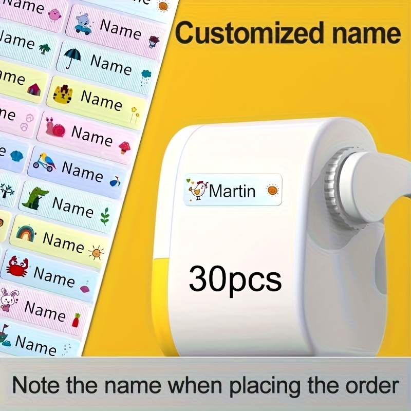 Customizable Cartoon Name Stickers 30-1200pcs, Animal Patterns, Pvc, Suitable For Daycare, School, Sorting, Office, Personalized Labels For Water Bottles, Pencils - No-curling Adhesive