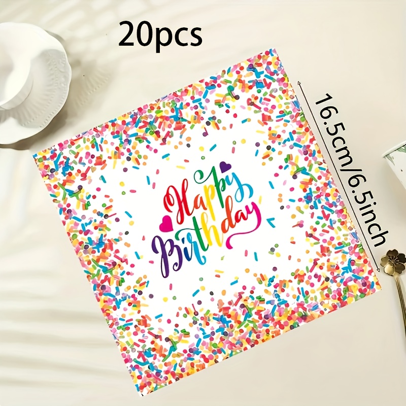 E-shop 20 Stück/40Stk./60STK.100 STÜCK Konfetti-Streusel Geburtstagsservietten für HappyBirthday Partyzubehör, Themen-Mittagessen Papier Einweg