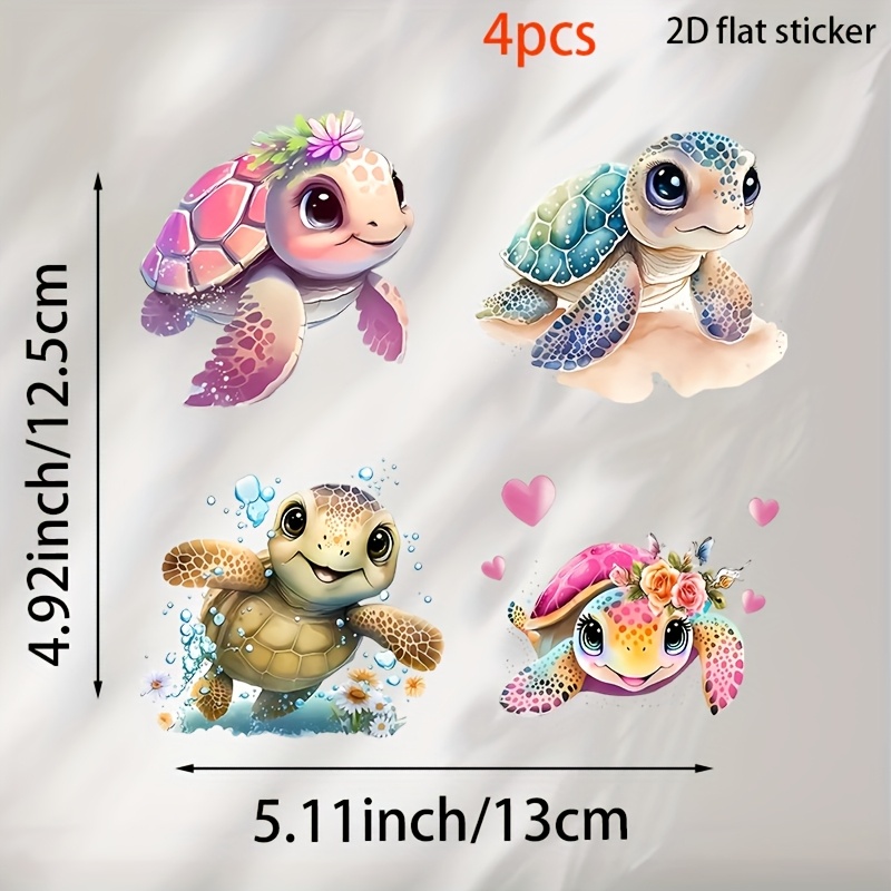 Four-in-one Turtle Vinyl Car Decals, Waterproof Multi-functional Car Stickers, Suitable For Car Bumpers, Motorcycles, Suvs, And Laptop Decorative Stickers
