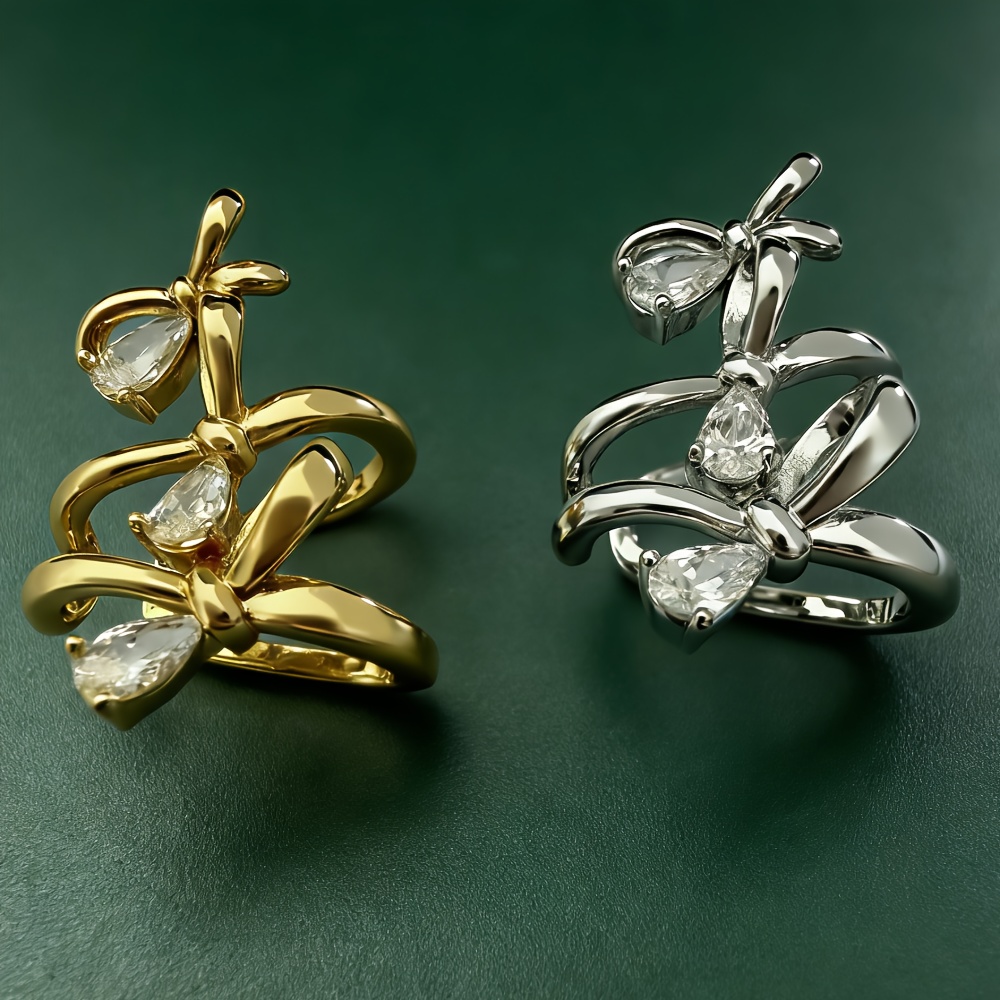 Women's 18K Golden Plated Personalized Bow Earring Clip, Unique Design