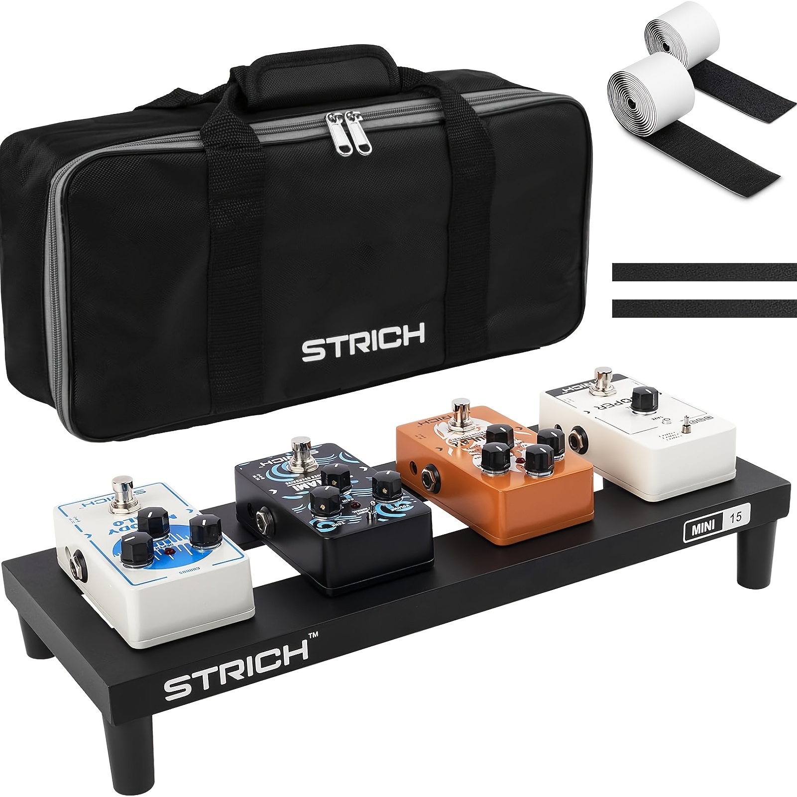 

Strich Aluminum Alloy Pedalboard - Ultra Lightweight 0.83lb Compact 15x5.7 Inches, Portable Carry Bag Included, Mini 15 -