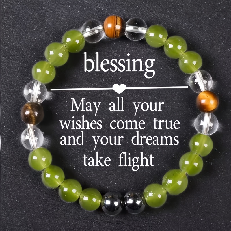 TEMU 1pc Bohemian Natural Bracelet For & - Green Suitable For Daily Wear, Special Occasions, Gift, Non-metallic For Luck Talisman