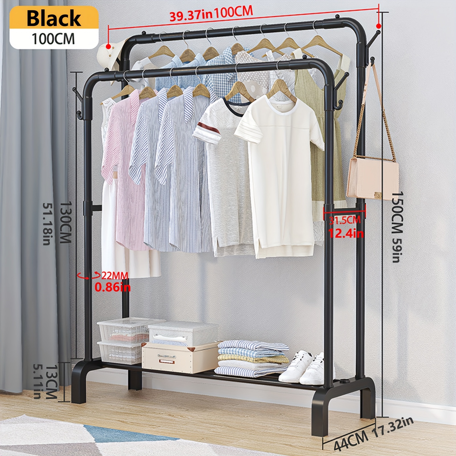 Hanger Clothing Rack No Wheels RIGGA Clothes Rack, White IKEA