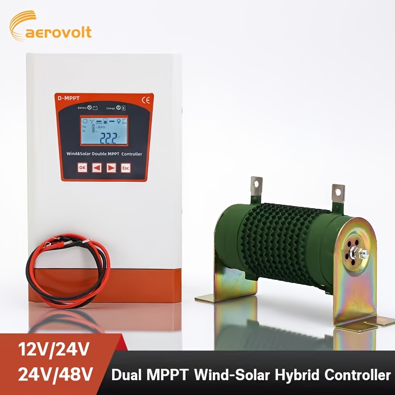 Hybrid Double Mppt Charge Controller: 3000w Wind/ 1000w Solar, Automatic Switching, 12v/24v/48v, With Lcd Display, Suitable For Turbines And
