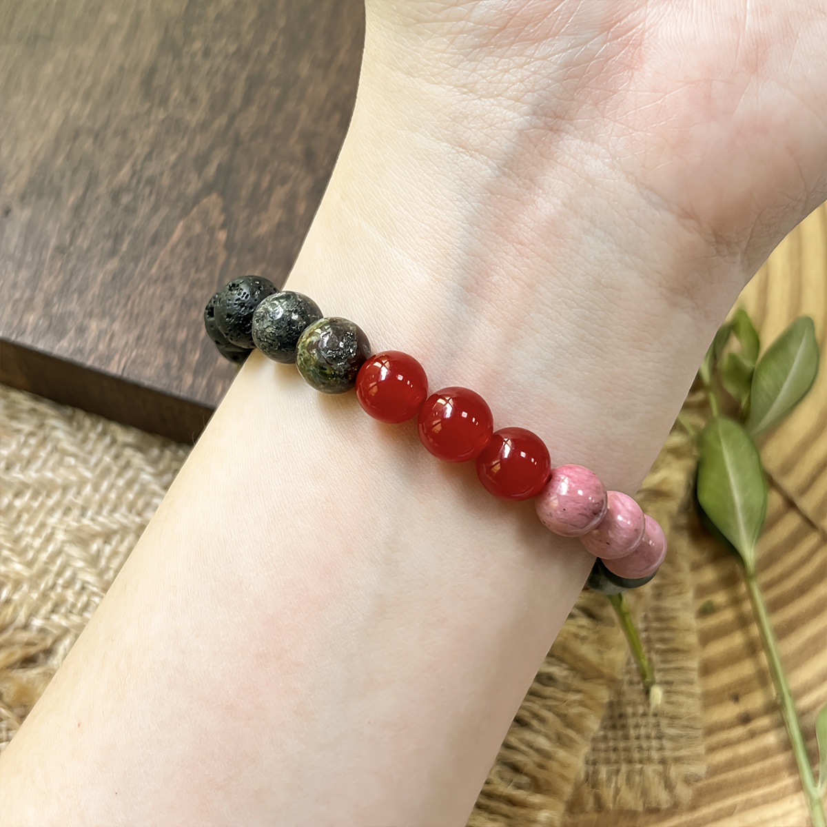 Courage and Passion Beads Bracelet, Handmade Natural Stones