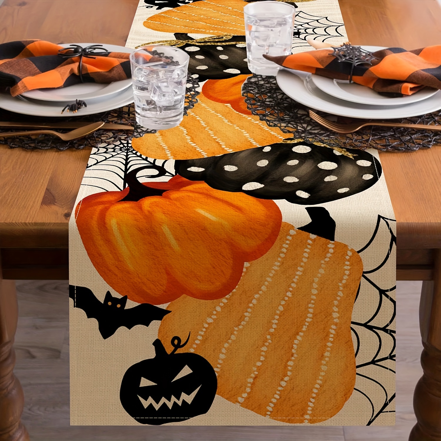 

1pc Halloween Table , Gourd Bat Decorations, Fall Party Supplies 13x72