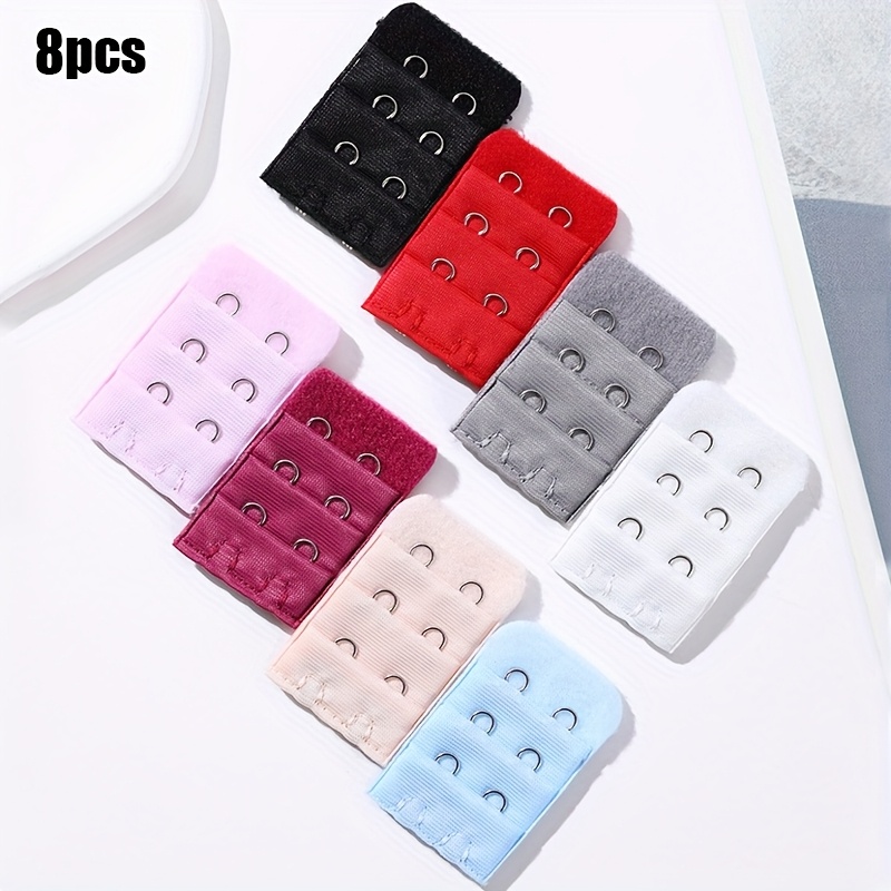 8/12/20pcs Bra Extenders - Adjustable 2-row Back Closure Extenders, 100% Polyester Elegant Solid Color Bra Accessories For Bra Adjusters & Extenders