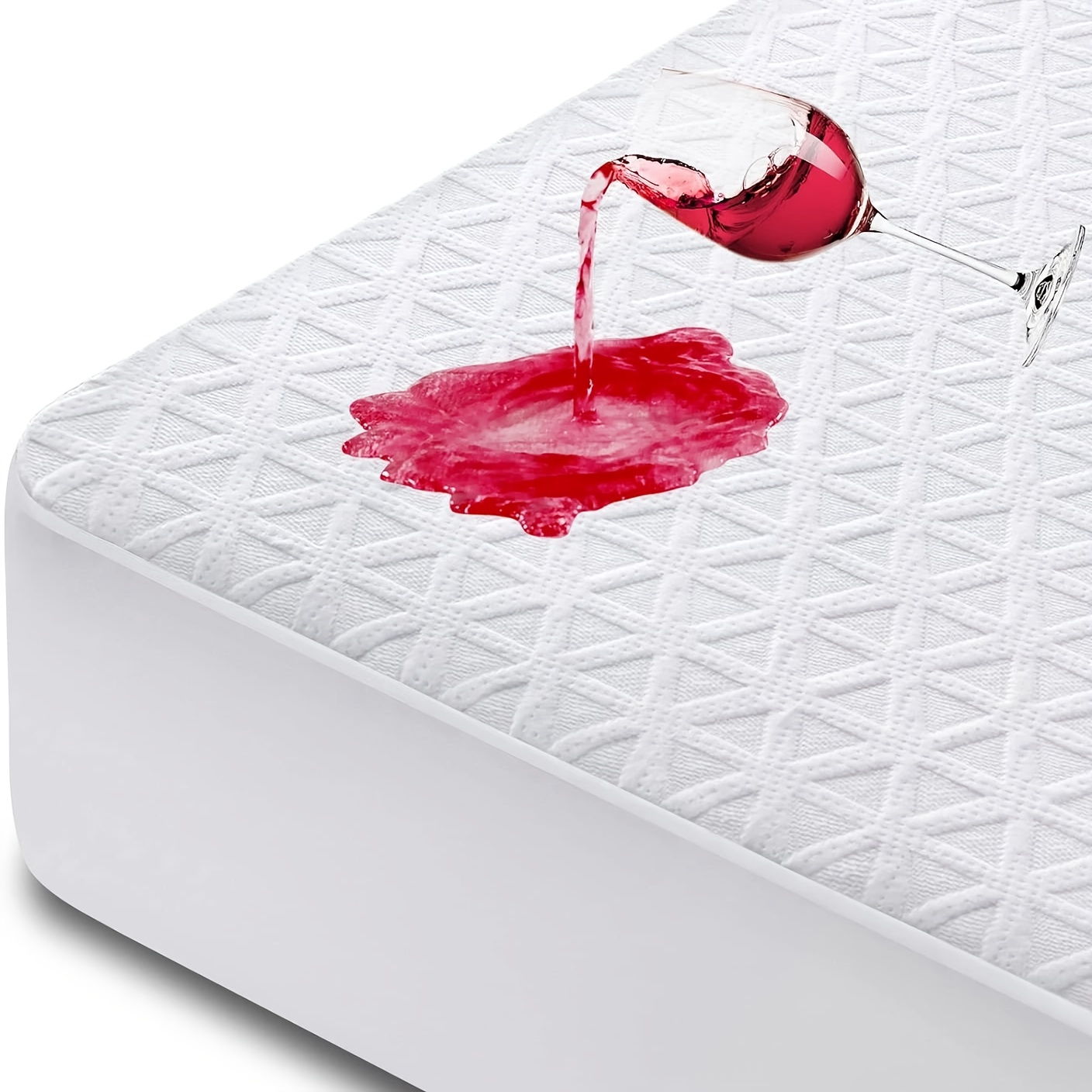 TEMU Cooling Bamboo Waterproof Mattress Protector Cover For Single, Double, Queen, King